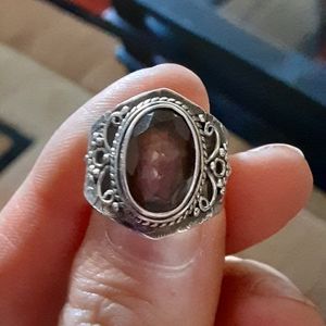 Faceted Smoky Topaz 925 silver ring